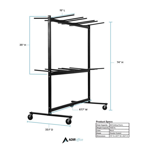 AdirOffice 660 lb. Capacity Two Tier Folding Chair Dolly & Reviews